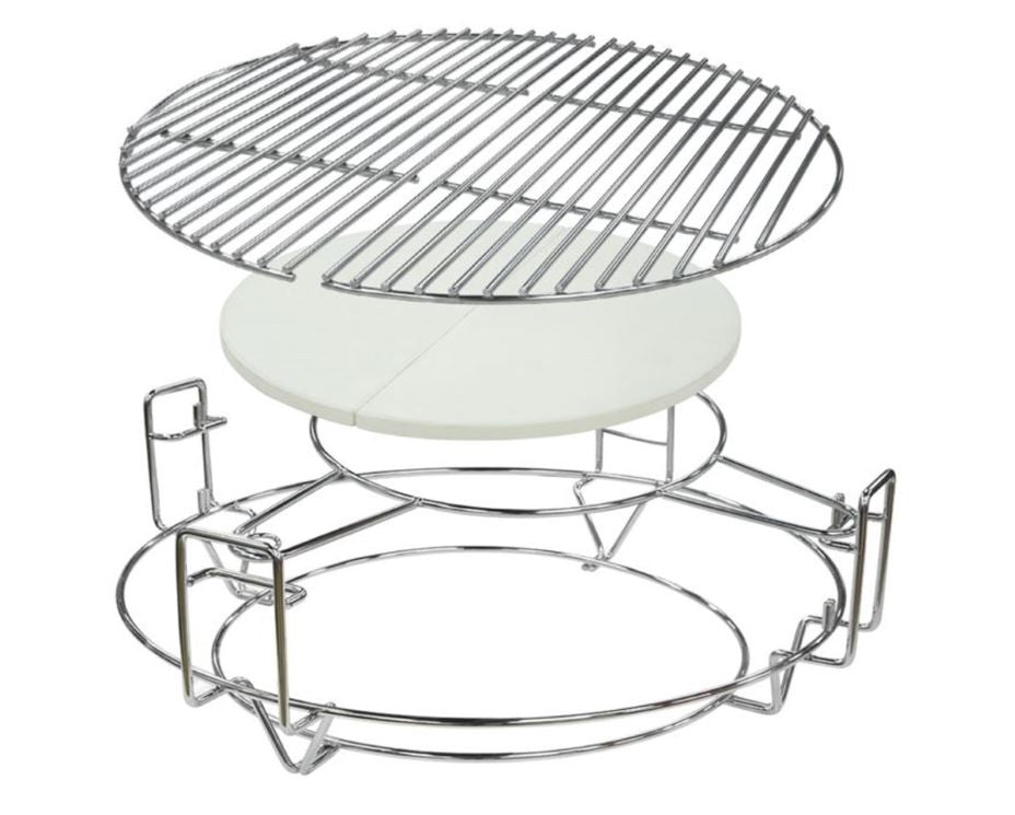 Kamado Table Cart and 21" Large Braai, Smoker, Pizza Oven with Table, Large Shelf and Accessories