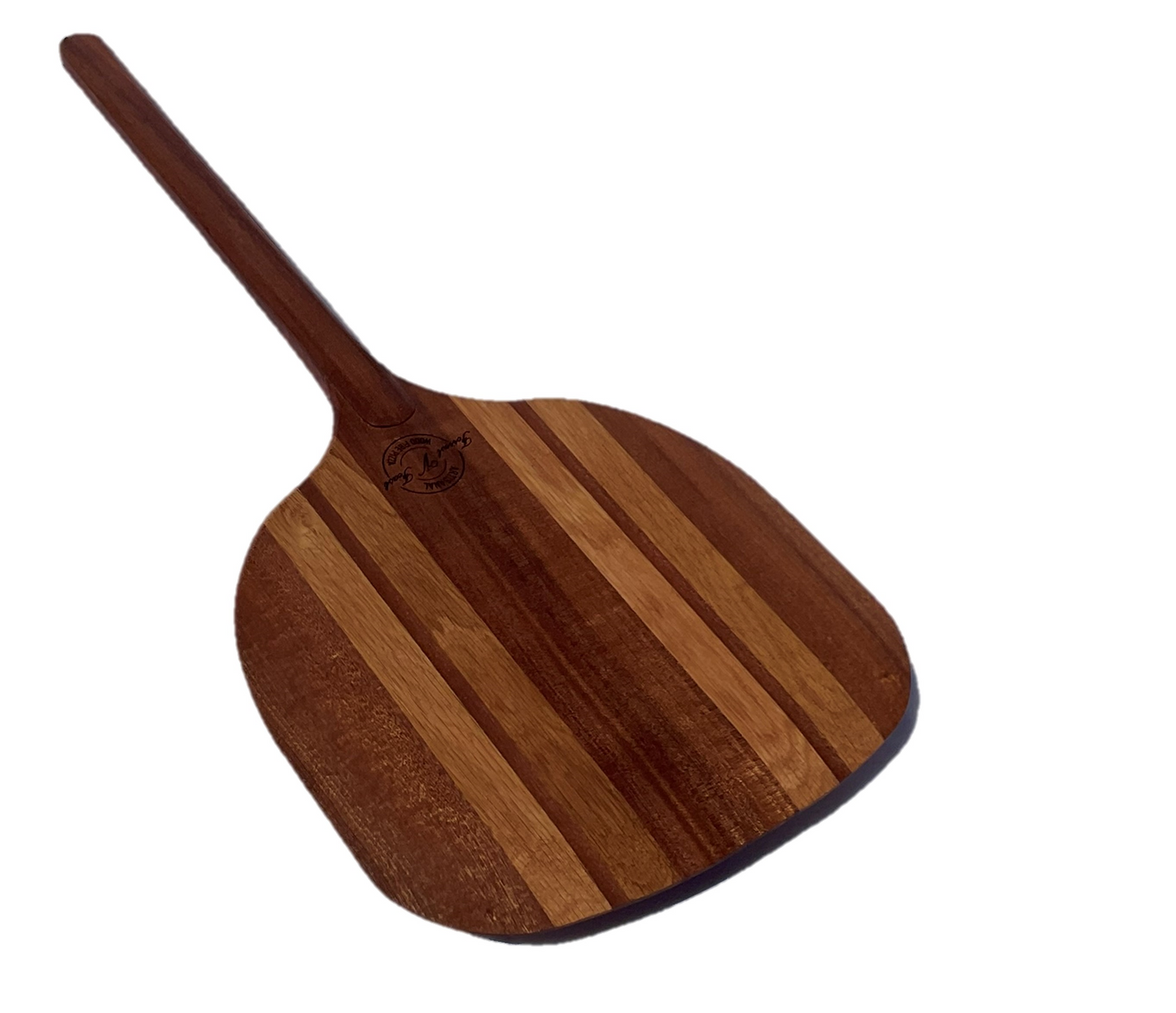 Premium Long Handle Wooden Pizza Peel - Artisan Craft & Natural Beauty - Mahogany and Oak