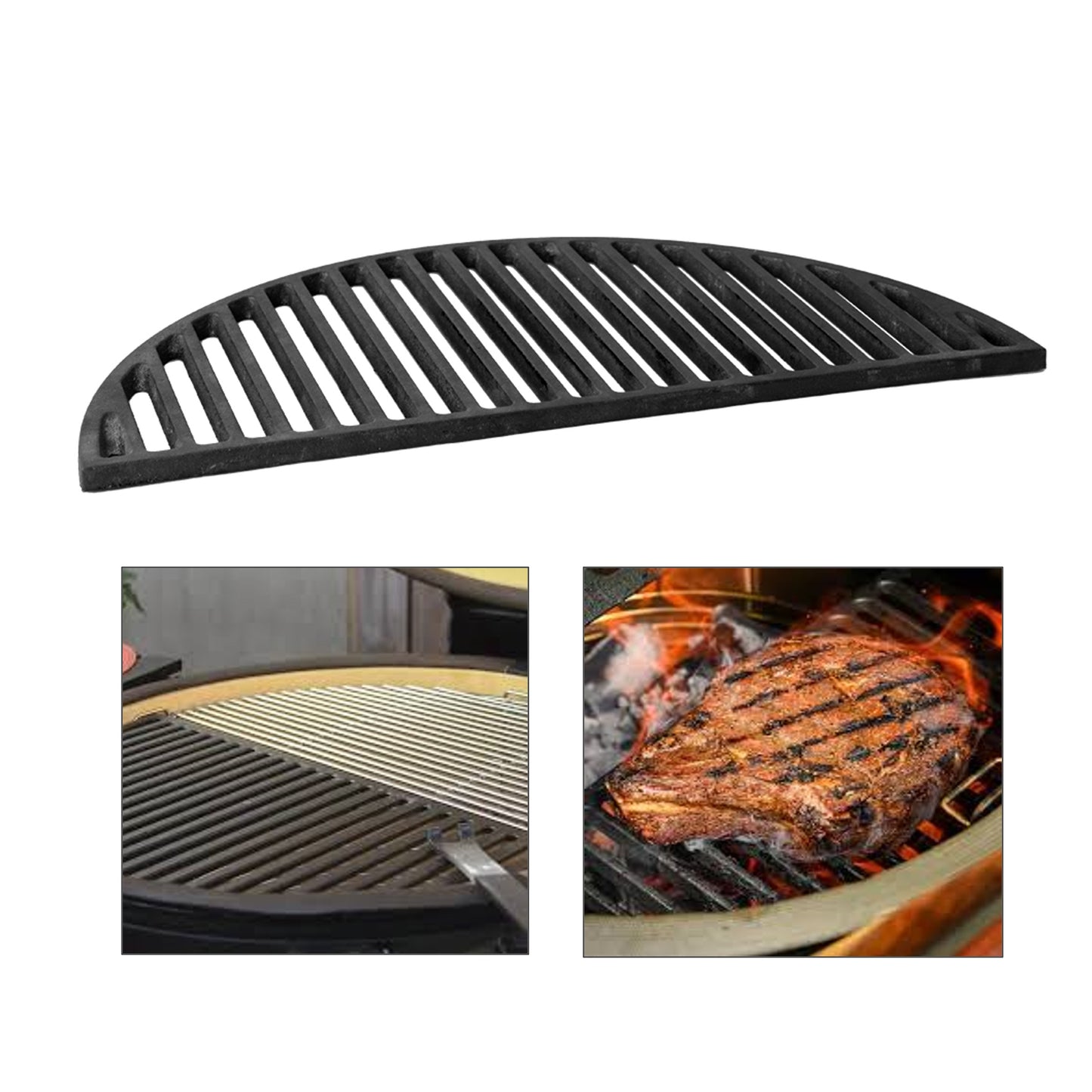 Kamado Half Moon Cast Iron Braai Grid - unparalleled heat retention