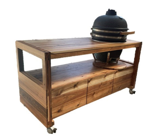 Kamado Large Cart & Table Surface and Large 21" Braai, Smoker, Pizza Oven, Accessories, Working and Storage