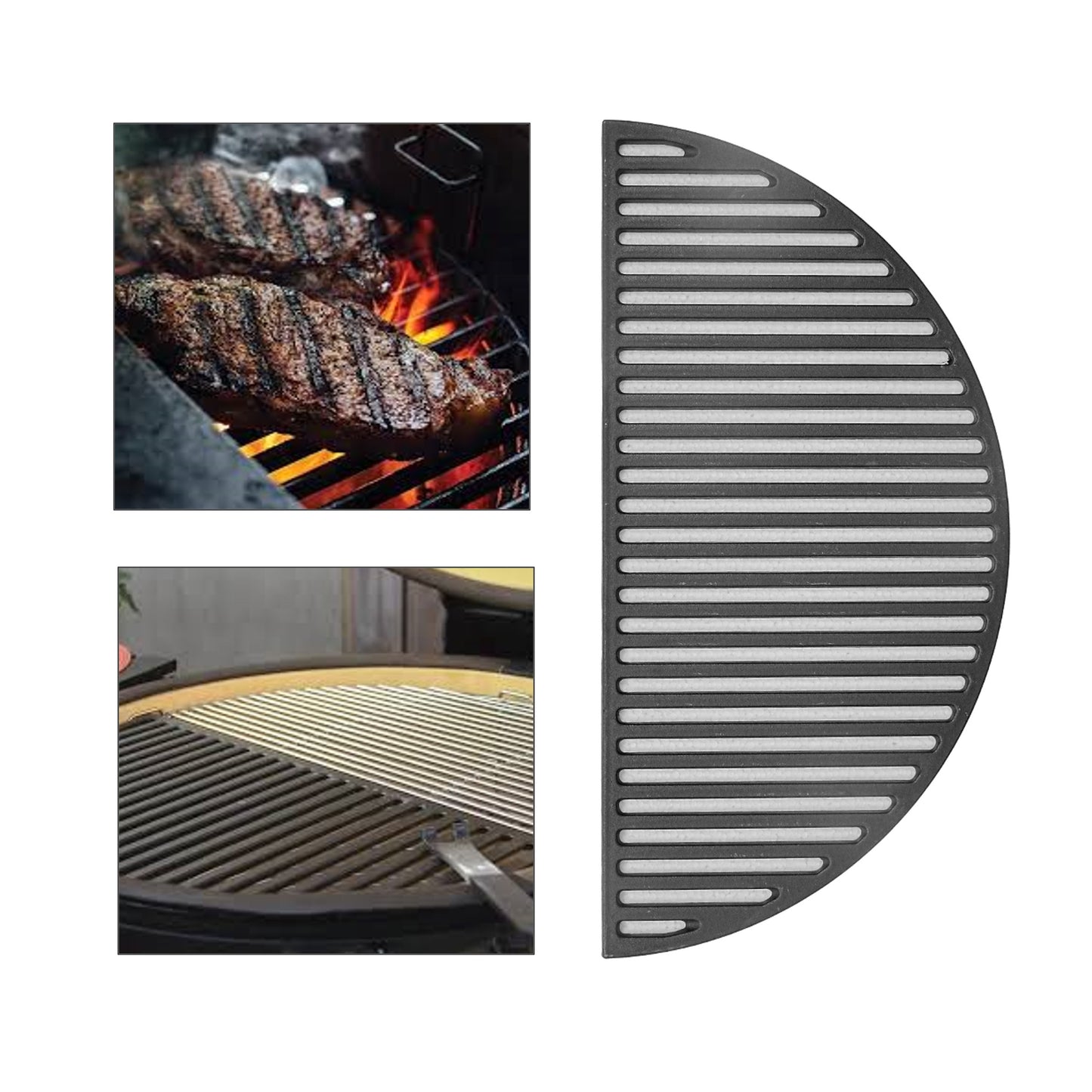 Kamado Half Moon Cast Iron Braai Grid - unparalleled heat retention