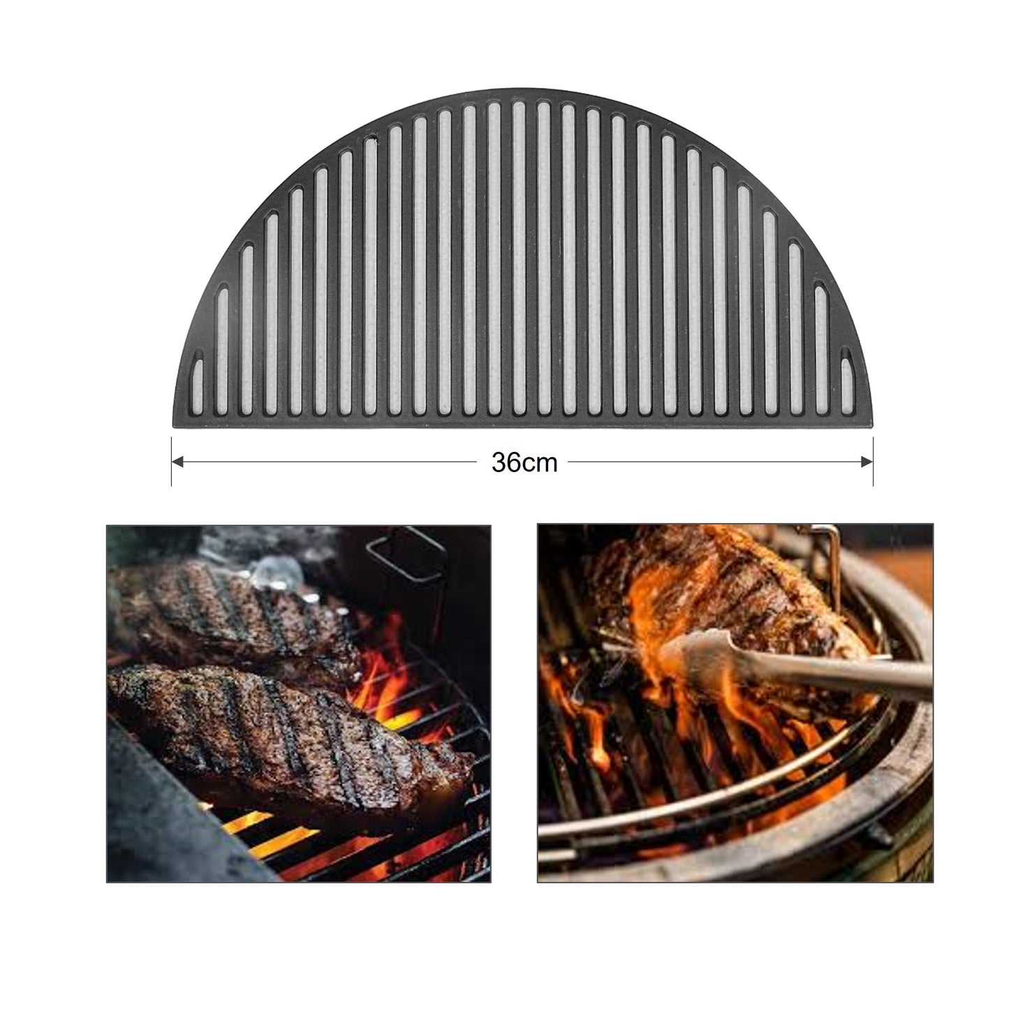 Kamado Half Moon Cast Iron Braai Grid - unparalleled heat retention